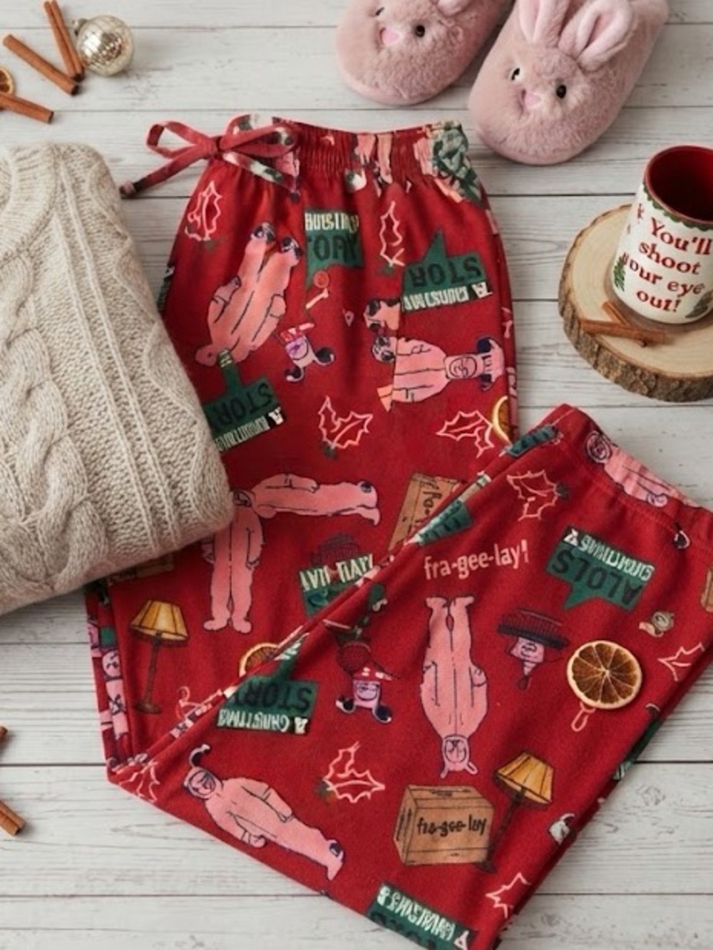 A Christmas Story Pajama Pants- Red adult small